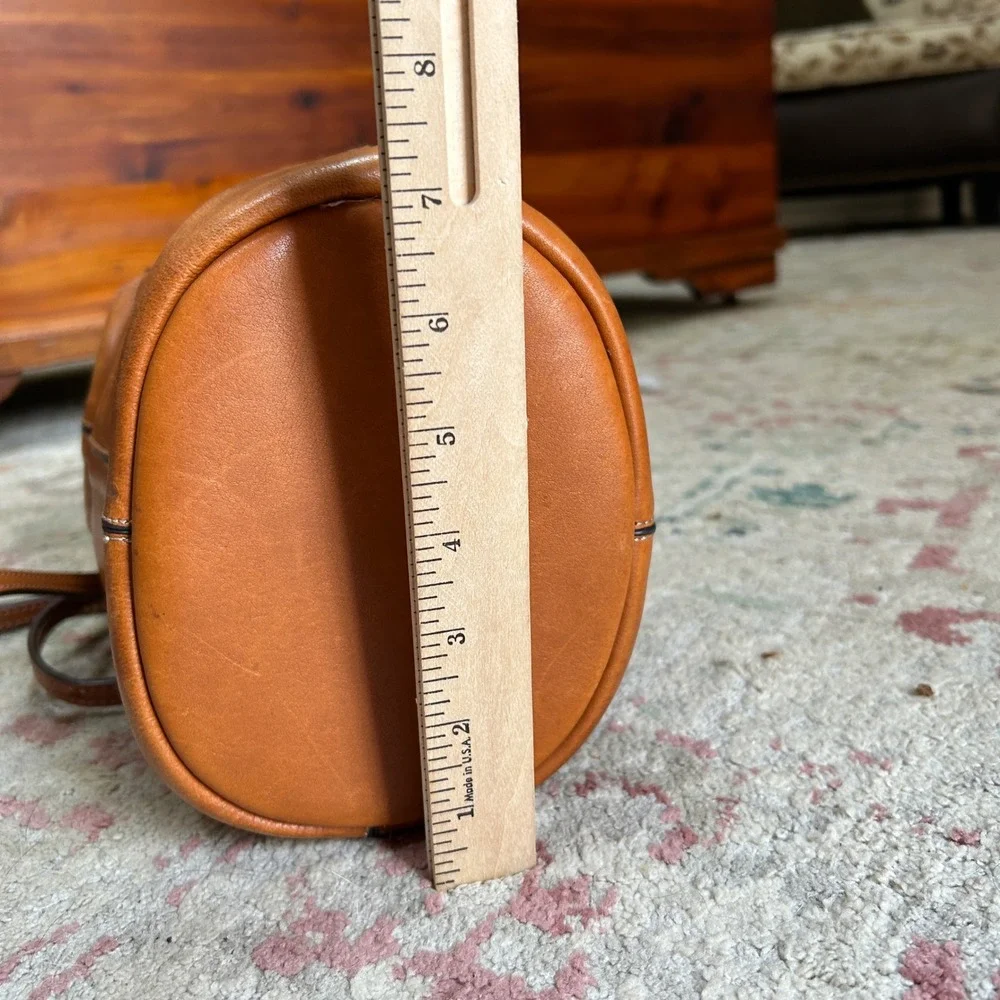 J.Crew Bucket Bag Womens Small Brown Solid Leather Ring Handle Crossbody H0515